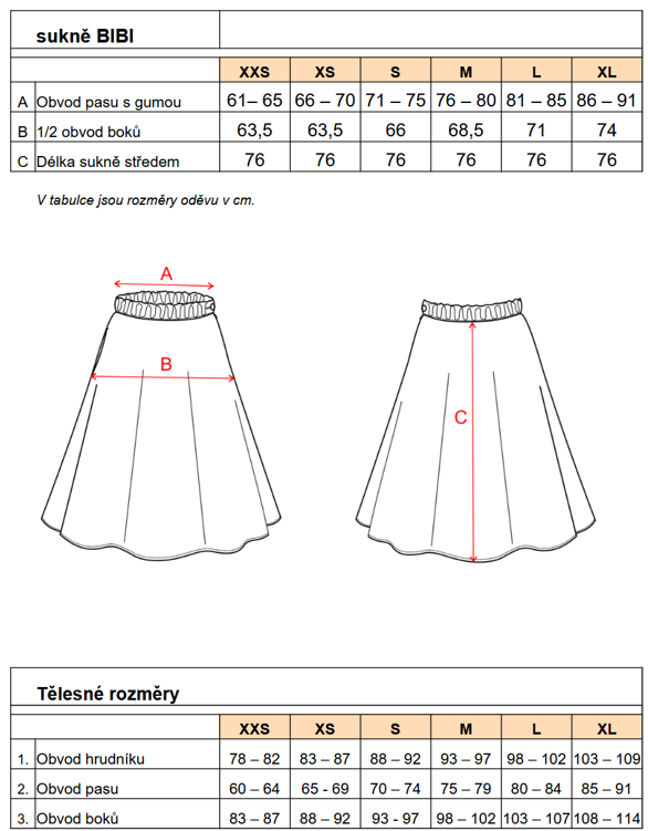 bibi tabulka velikosti